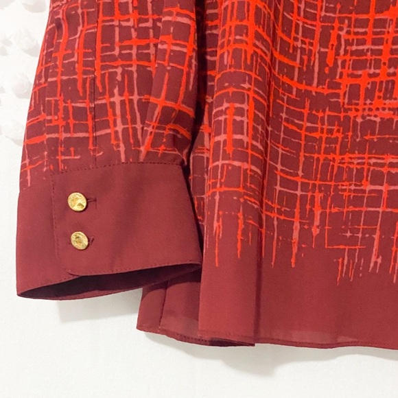 Vince Camuto red printed long sleeve blouse m - Picture 4 of 8
